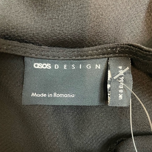 ASOS Women Maxi Slip Dress XS Black Bodycon Ruched Top Cocktail Party Preppy - Picture 6 of 10